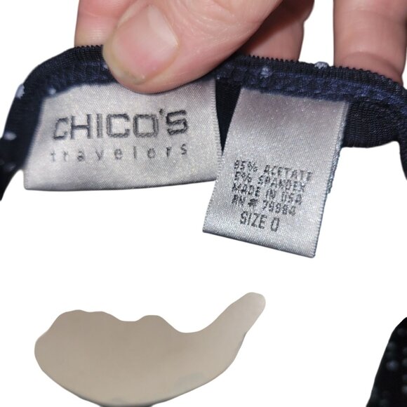 Chicos Travelers Black Tie-Front Short Sleeve Cardigan Size 0 With Starry Print - Picture 3 of 5